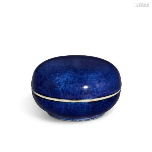 A powder-blue glazed seal-paste box and cover, Qing dynasty,...