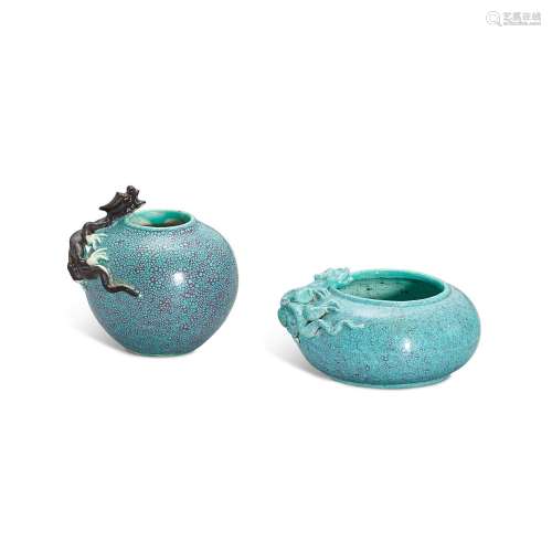 Two ‘robin’s-egg’ glazed ‘chilong’ waterpots, Qing dynasty, ...