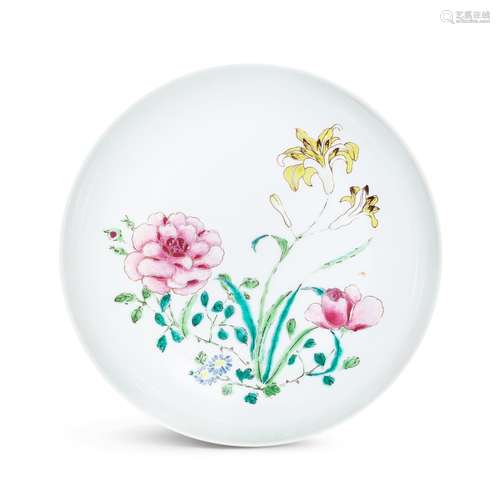 A famille-rose 'floral' dish, Mark and period of Yon...