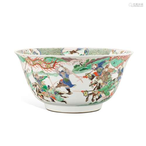 A famille-verte 'figural' basin Qing dynasty, Kangxi...