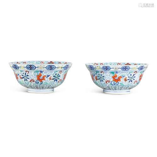 A pair of doucai ‘floral’ ogee bowls, Qing dynasty, 19th cen...