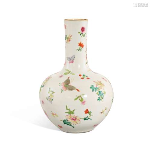 A famille-rose ‘butterfly’ bottle vase, tianqiuping, Qing dy...