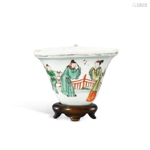 A famille-verte ‘chilong’ libation cup, Qing dynasty, Kangxi...