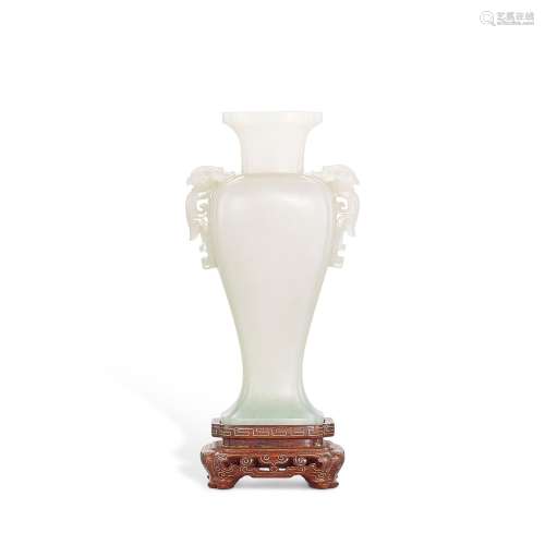 An archaistic jade handled baluster vase, Qing dynasty, Jiaq...