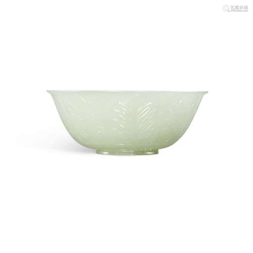 A celadon jade Mughal-style wine bowl, Qing dynasty, 18th ce...