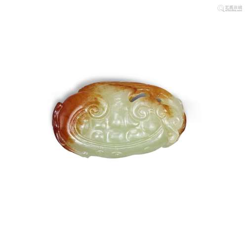 A yellow and russet jade ‘lingzhi’ pendant, Qing dynasty 清 ...