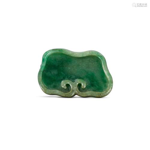 A small jadeite ‘lingzhi’ washer, Qing dynasty 清 翠玉靈芝洗