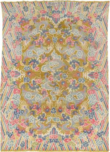 An embroidered imperial ‘dragon’ carpet, Qing dynasty, circa...