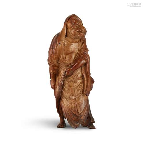 A bamboo figure of Bodhidharma, Qing dynasty, 18th century 清...