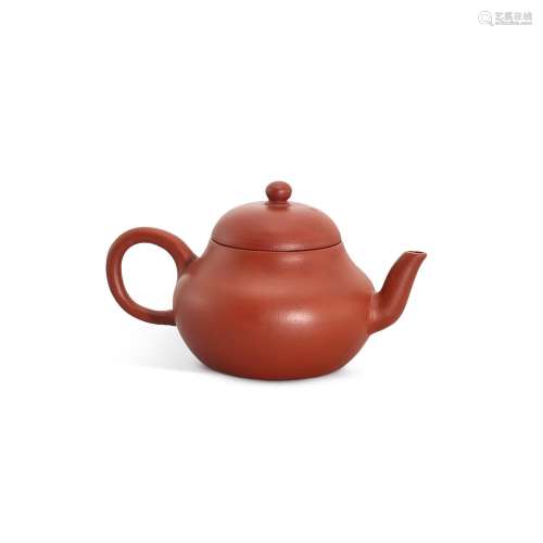 An inscribed Yixing teapot, attributed to Jiang Zhenxiang, M...