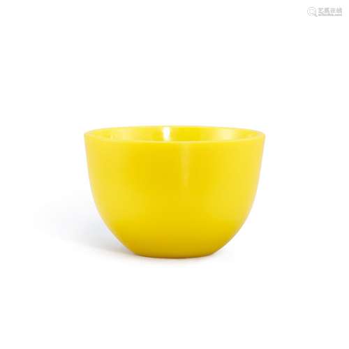 An imperial lemon yellow glass cup, Mark and period of Qianl...