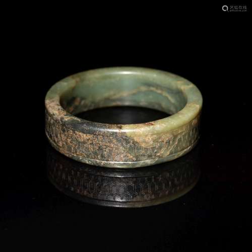 明代 青玉鐲A Chinese celadon jade bangle,Ming dynasty