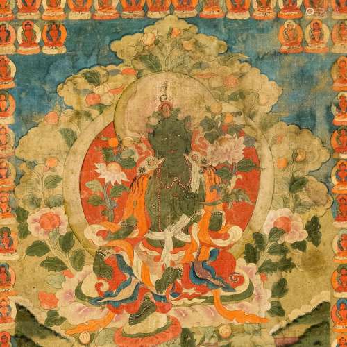 十八世紀或更早 唐卡A Tibetan thangka,18th century or earlier