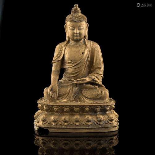 明代 銅佛坐像A Chinese bronze seated Buddha， Ming dynasty