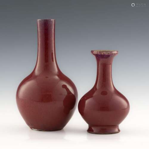 十九世紀早 窯變釉瓶兩只Two Chinese flambe-glazed vases， earl...