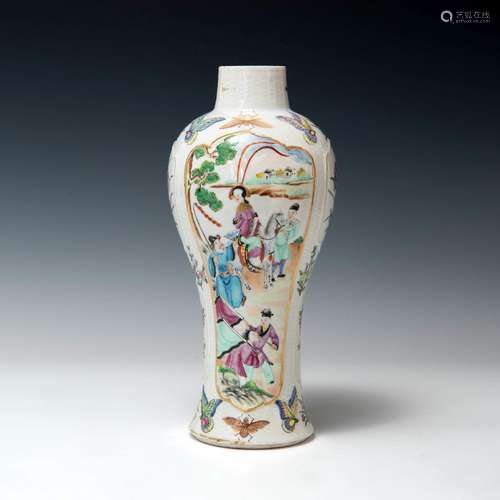 十九世紀 廣彩人物罐A Chinese famille rose jar， 19th century