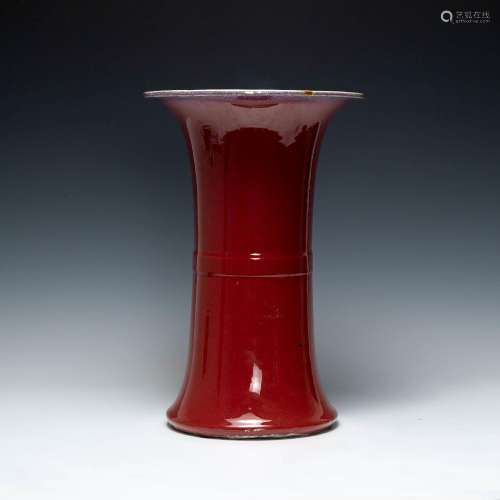 十九世紀早 窯變釉花觚A Chinese flambe-glazed gu vase， early ...