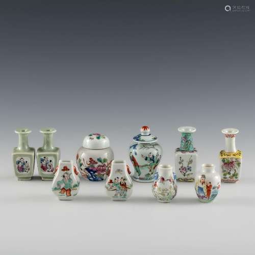 十九/二十世紀早 各式瓷器小瓶十只A collection of ten Chinese ...