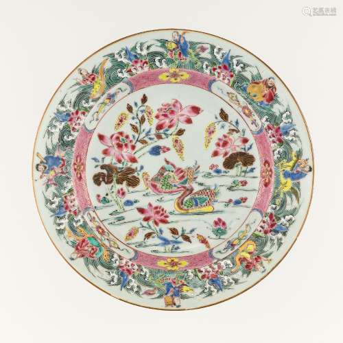 十八世紀 外銷粉彩花鳥盤A Chinese export famille rose plate， ...