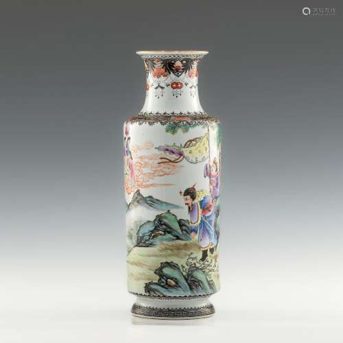 民國 粉彩人物瓶A Chinese famille rose vase， Republic period