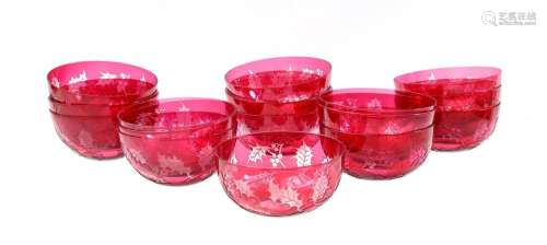 18 red crystal finger bowls