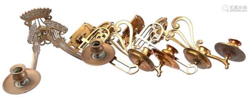 5 brass piano candlesticks