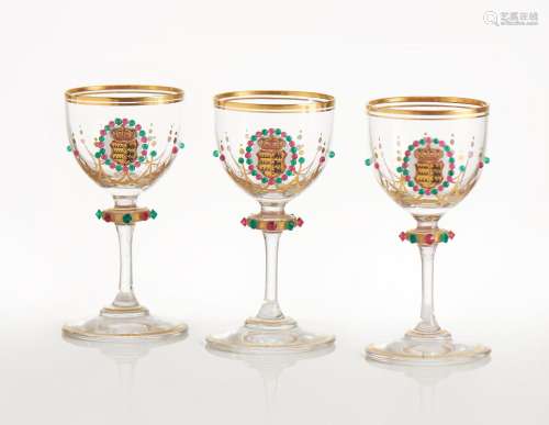 A set of three Royal provenance aperitif wine glasses