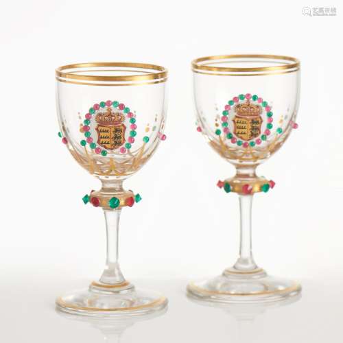 A pair of Royal provenance liqueur glasses