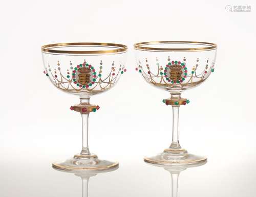 A pair of two Royal provenance champagne coupes