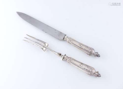 A set of neo renaissance mouton serving cutlery