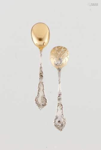 A pair of Louis XV style salt spoons
