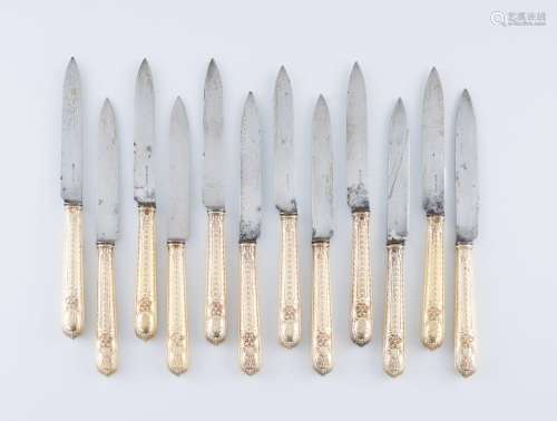 A set of Louis XVI style cheese knives