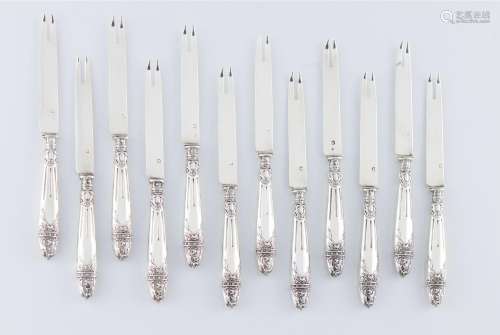 A set of 12  Louis XVI style crustacean forks