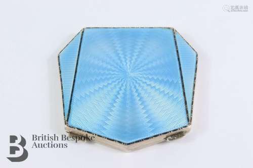 Solid silver and blue enamel compact