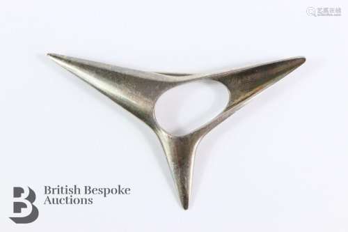 Georg Jensen silver stylistic brooch