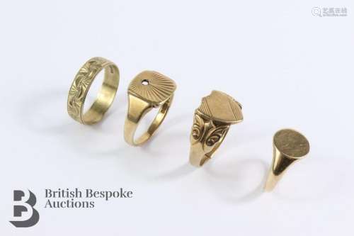 Two 9ct gold seal ring