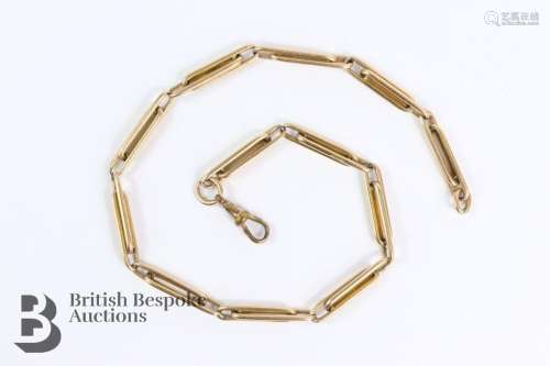 9ct yellow gold bar link fob chain