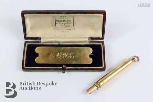Treacher & Co 14 ct cased 9ct gold propelling pencil tog...