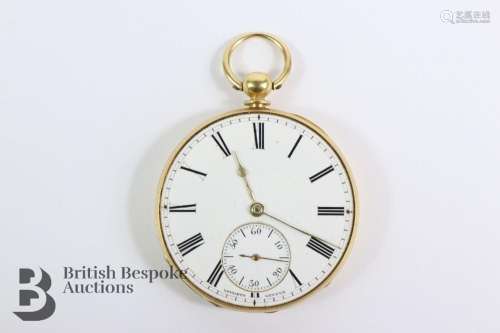 18k Lecomte Geneve yellow gold open faced pocket watch. The ...