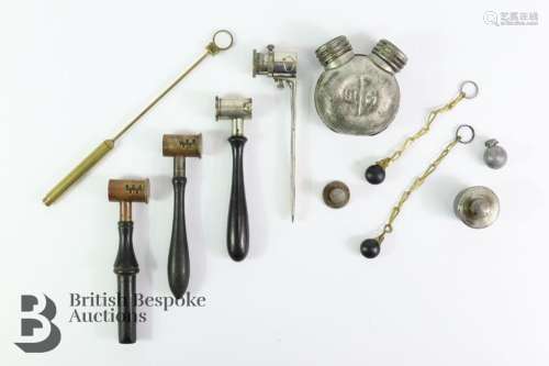 Quantity of shot and powder measures together with a pewter ...