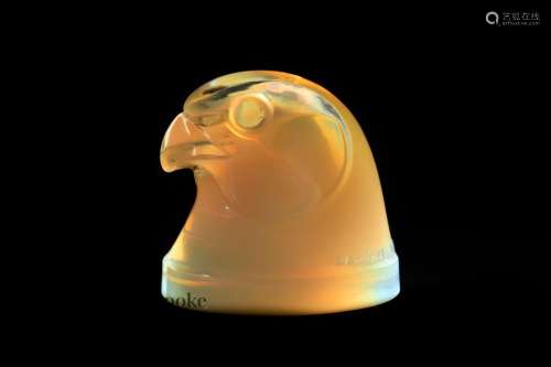 1928 Rene Lalique Tete d' Epervier car mascot in amber and d...