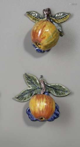 A SET OF TWO DELFT MODELS OF APPLES, LATE 18TH CENTURY