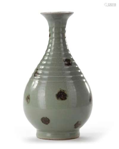 A CHINESE CELADON-GLAZED SPOTTED YUHUCHUNPING VASE, YUAN DYN...