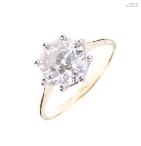 Diamond single stone ring, stamped 18ct and Plat