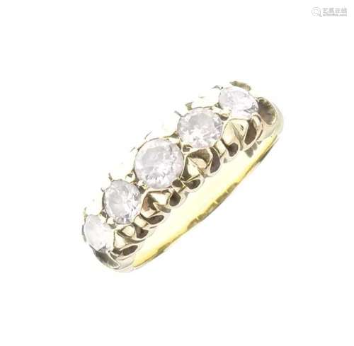 Five-stone diamond 18ct gold ring