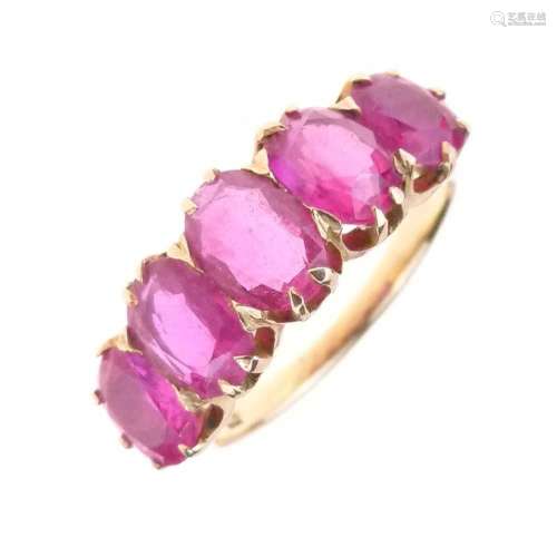 Five-stone ruby ring,