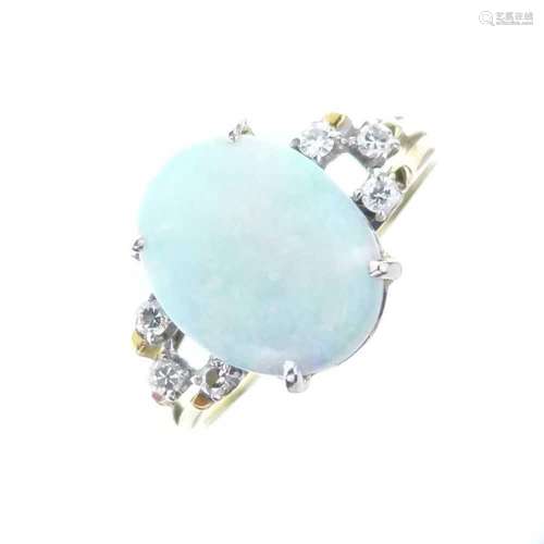 Opal and diamond ring,