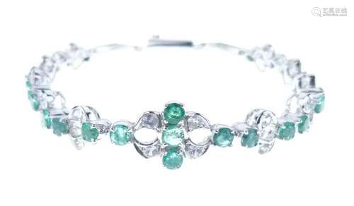 Emerald and white stone bracelet,