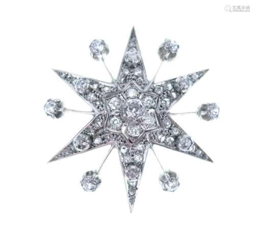 Late Victorian diamond starburst brooch