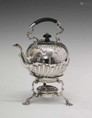 Victorian silver spirit kettle on stand